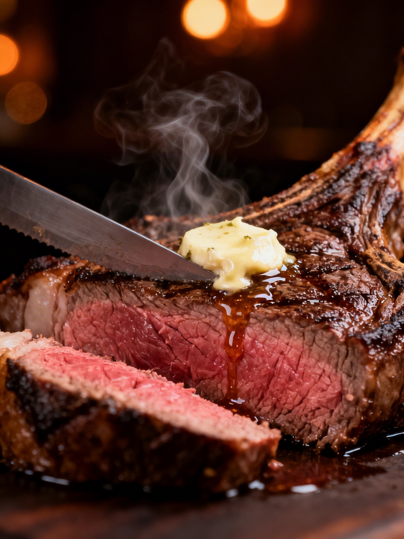 Tomahawk, cooked with herb butter, rosemary and sea salt